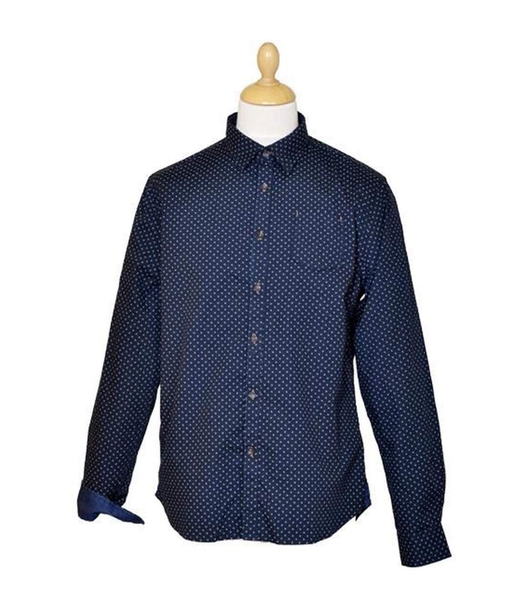 Chemise homme manches longues de couleur bleu nuit-1