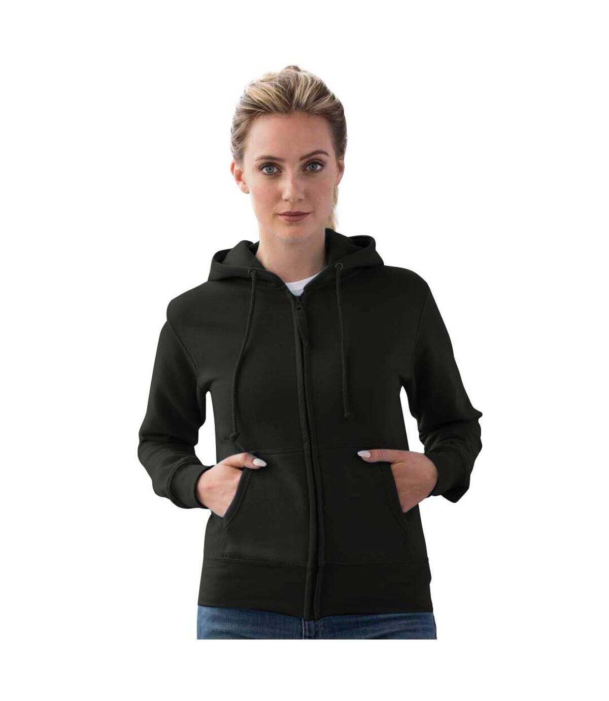 Awdis Girlie Womens/Ladies Hooded Sweatshirt / Hoodie / Zoodie (Jet Black)