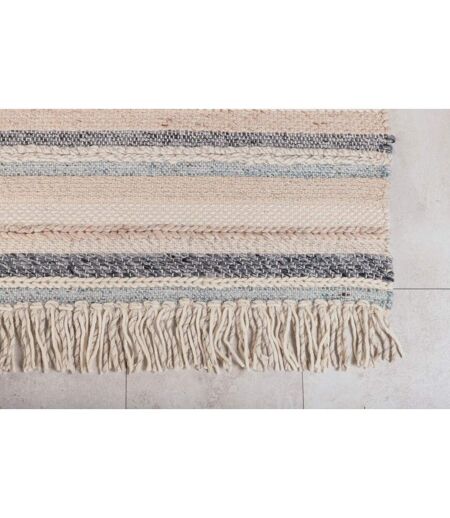 Tapis Déco en Laine Gudha 200x300cm Beige & Bleu