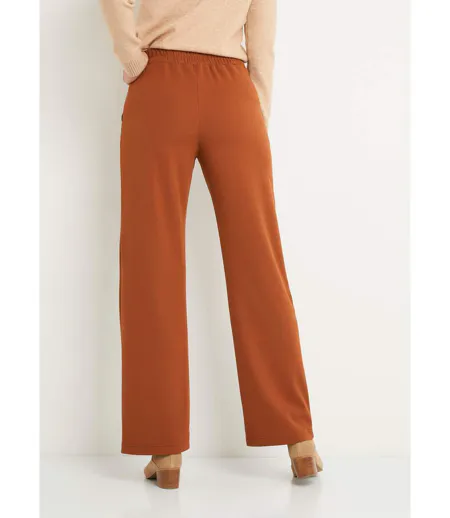 Pantalon large taille semi élastiquée uni