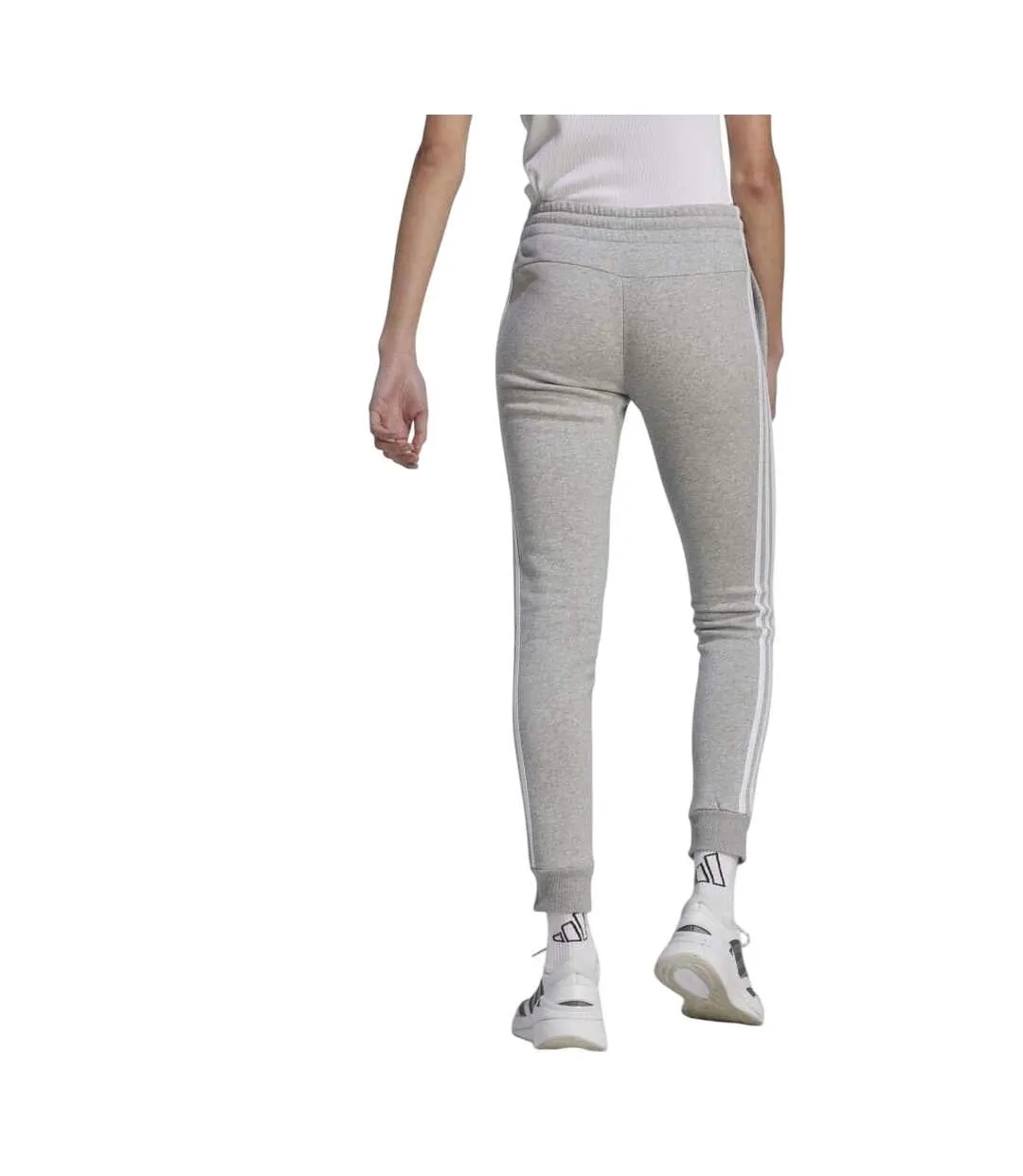 Womens/ladies 3 Stripes Jogging Bottoms Grey Adidas-3