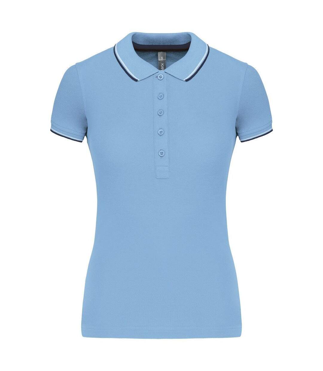 Polo manches courtes - Femme - K251 - bleu ciel - marine - blanc-1