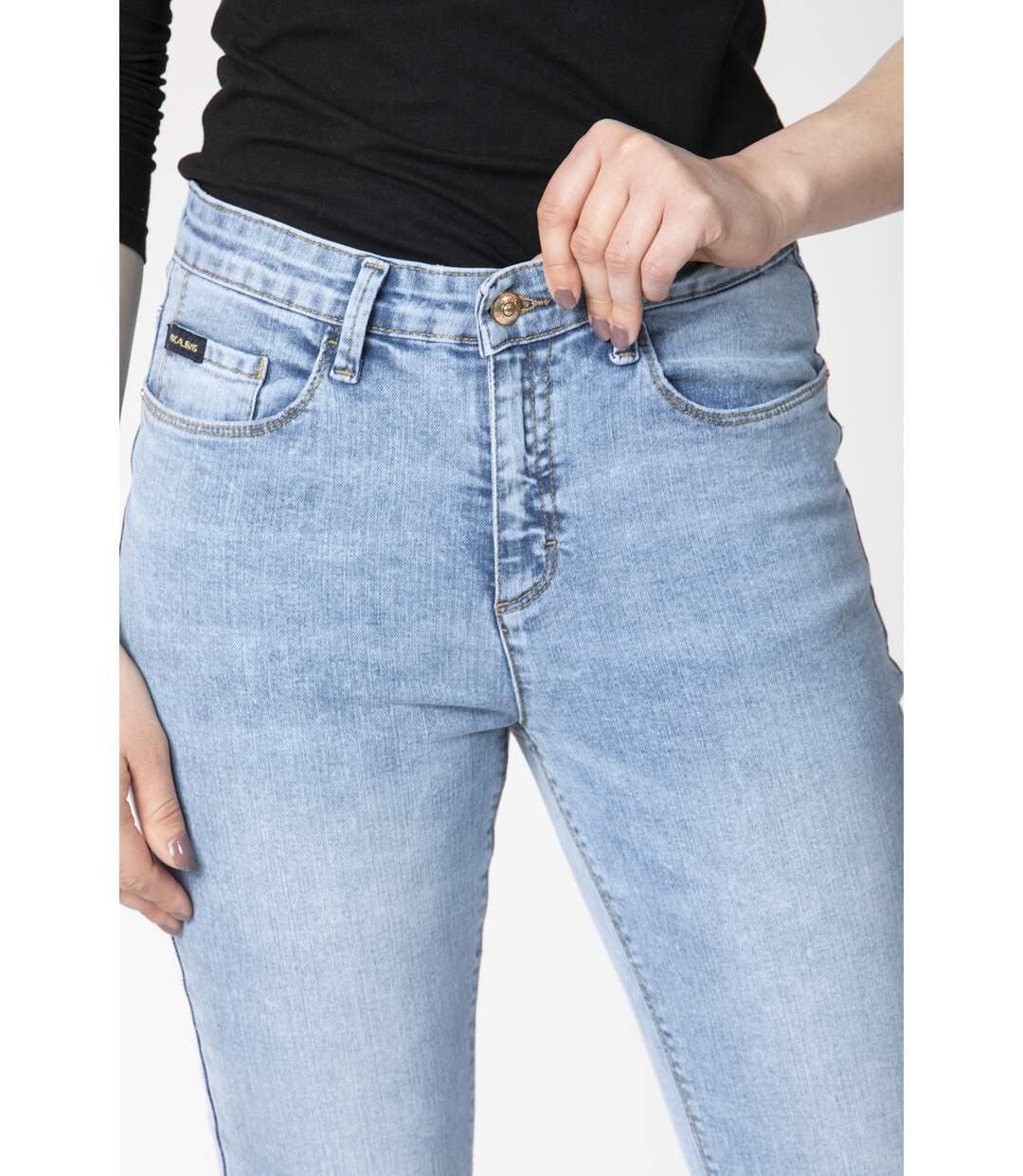 Jeans coupe slim trompette ELEN BLEU