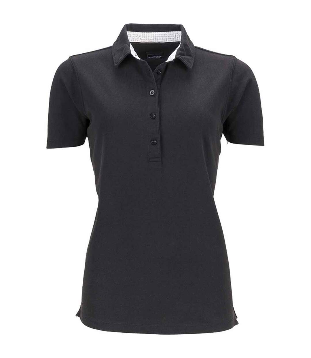 Polo femme manches courtes col imprimé - JN711 - noir