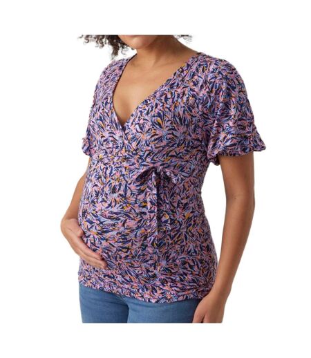 T-Shirt De Grossesse Violet/Rose Femme Mamalicious Wanessa - L