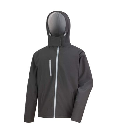 Result Core Mens Hooded Soft Shell Jacket (Black/Seal Grey)