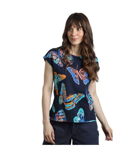 Womens/ladies paw paw butterfly t-shirt dark blue Weird Fish