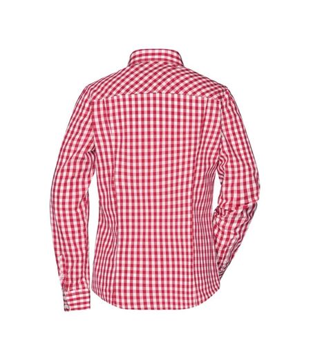 Blouse Motif/style À Carreaux Femme Rouge Blanc James And Nicholson