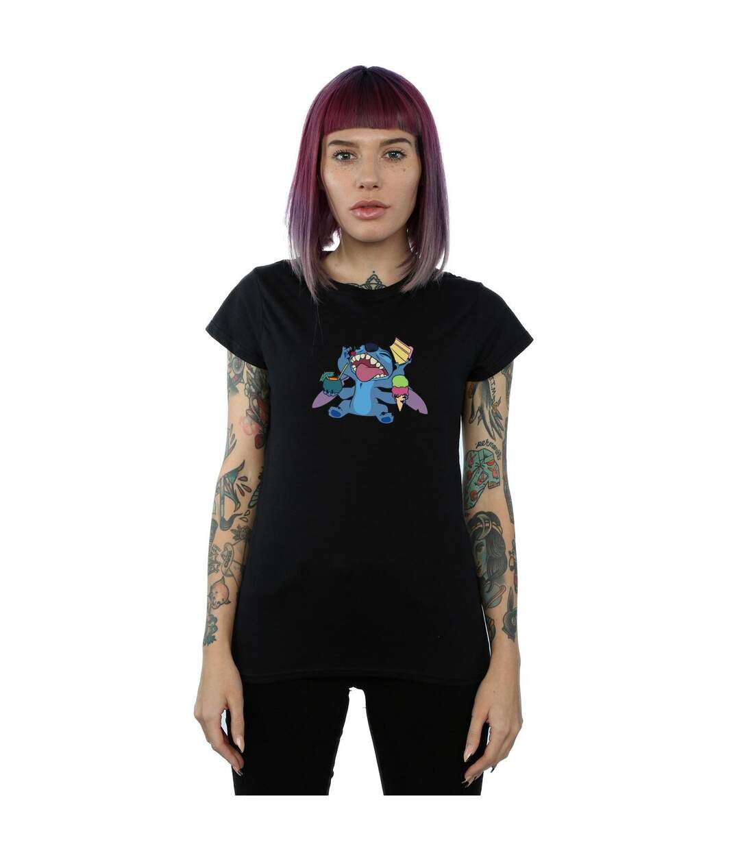 Disney T-shirt coton Lilo And Stitch Munchies Femme/Ladies (Noir) - UTBI25400-2