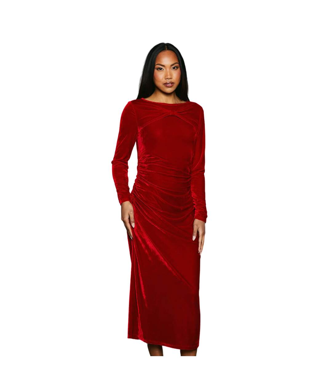 Robe mi-longue femme rouge Principles-1