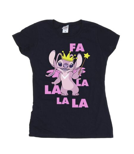 Disney T-shirt en coton Femmes/Ladies Lilo & Stitch Angel Fa La La (Bleu marine) - UTBI26069