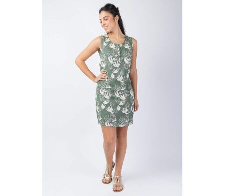 Robe coton femme kaki CHRISTINA imprimé fleur Coton Du Monde