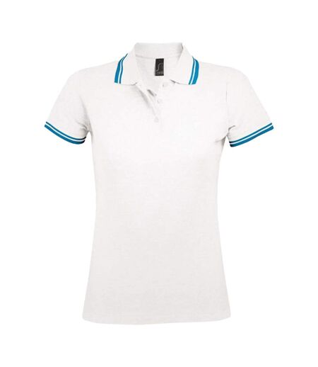 Polo Pasadena Femme Blanc Turquoise Pâle SOLS
