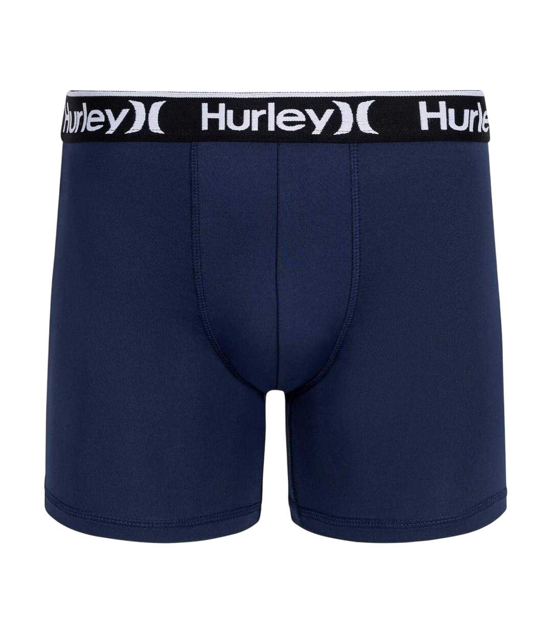 Lot De 3  Boxers Motif/style Uni Homme Bleu Marine Gris Noir Hurley-3