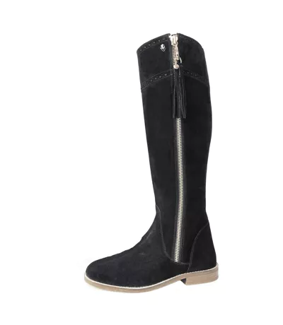 Womens/ladies Arabella Leather Long Boots Black Moretta