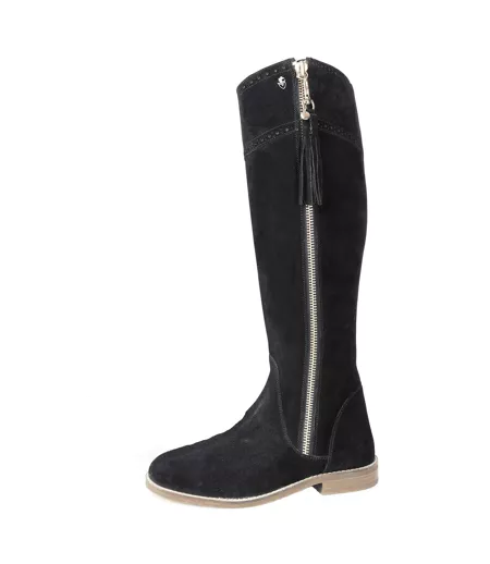 Womens/ladies Arabella Leather Long Boots Black Moretta