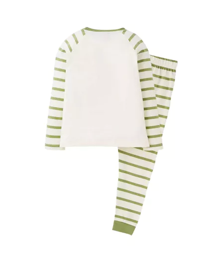 Ensemble De Pyjama Long Motif/style Rayé Femme Blanc Vert Elf