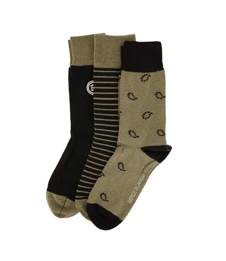 X3 paires de chaussettes kaki/noir homme serge blanco chv- 39/42