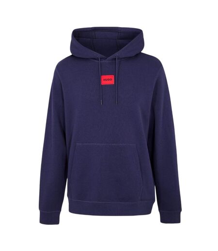 Mens Cotton Blend Pullover Hoodie Navy Hugo