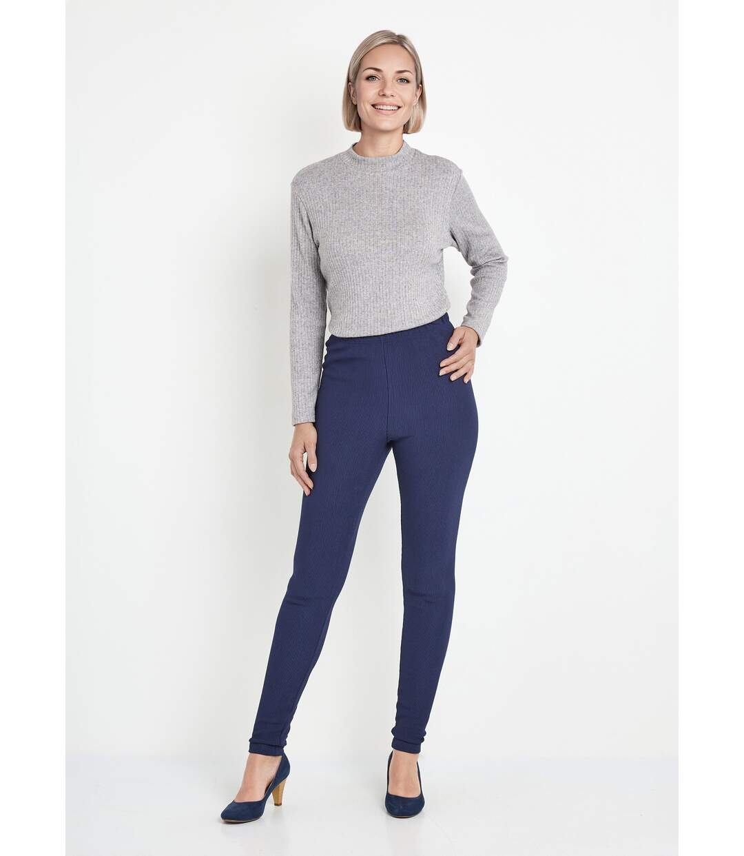 Legging côtelé taille élastiquée-4