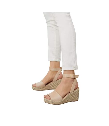 Womens/ladies Rebekah Peep Toe Wedge Taupe Dorothy Perkins