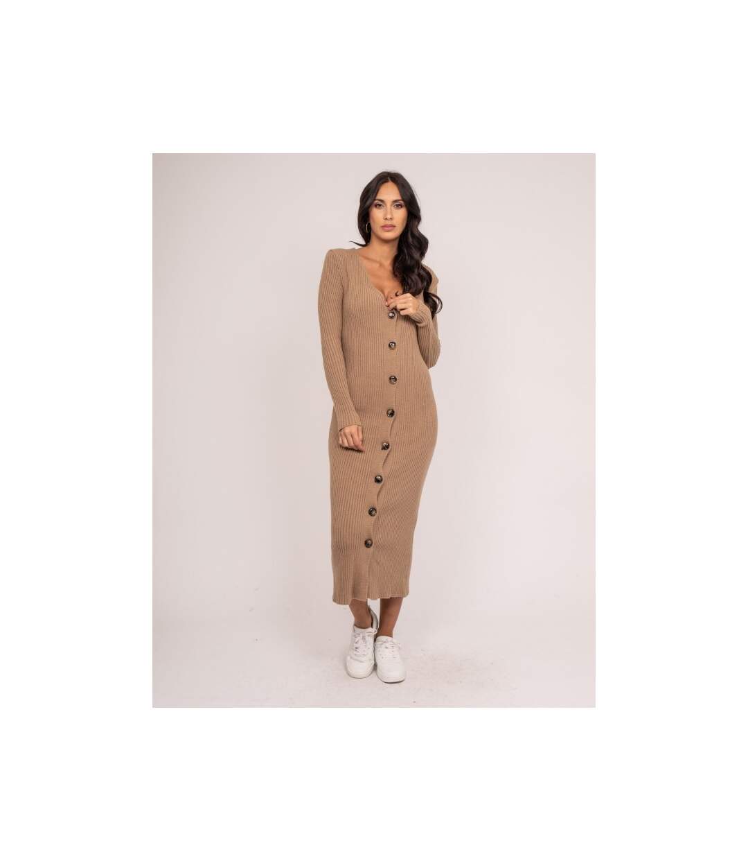 Robe longue maille côtelée IVERNY - Dona X Lisa-4