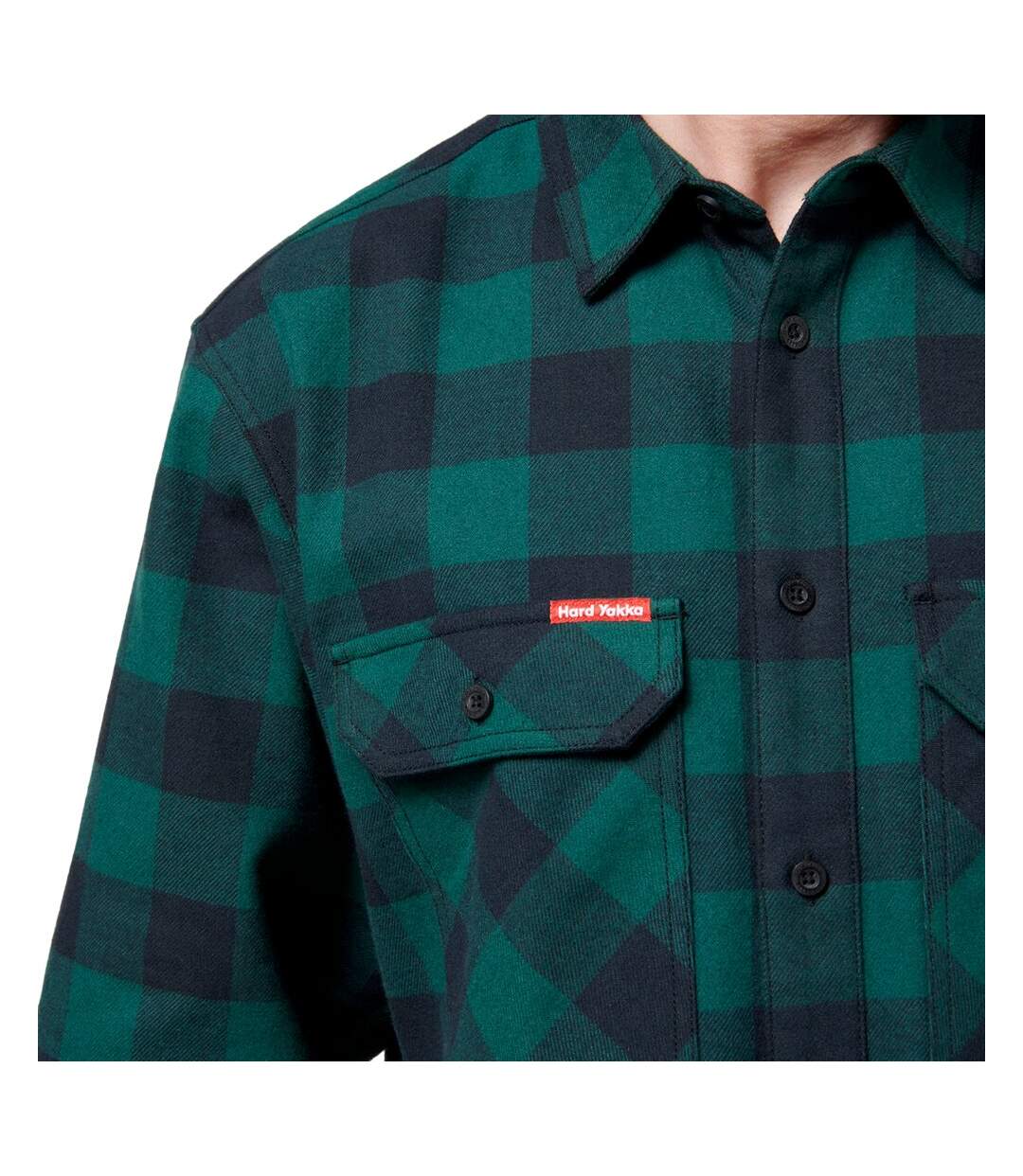 Mens checked flannel long-sleeved shirt green Hard Yakka