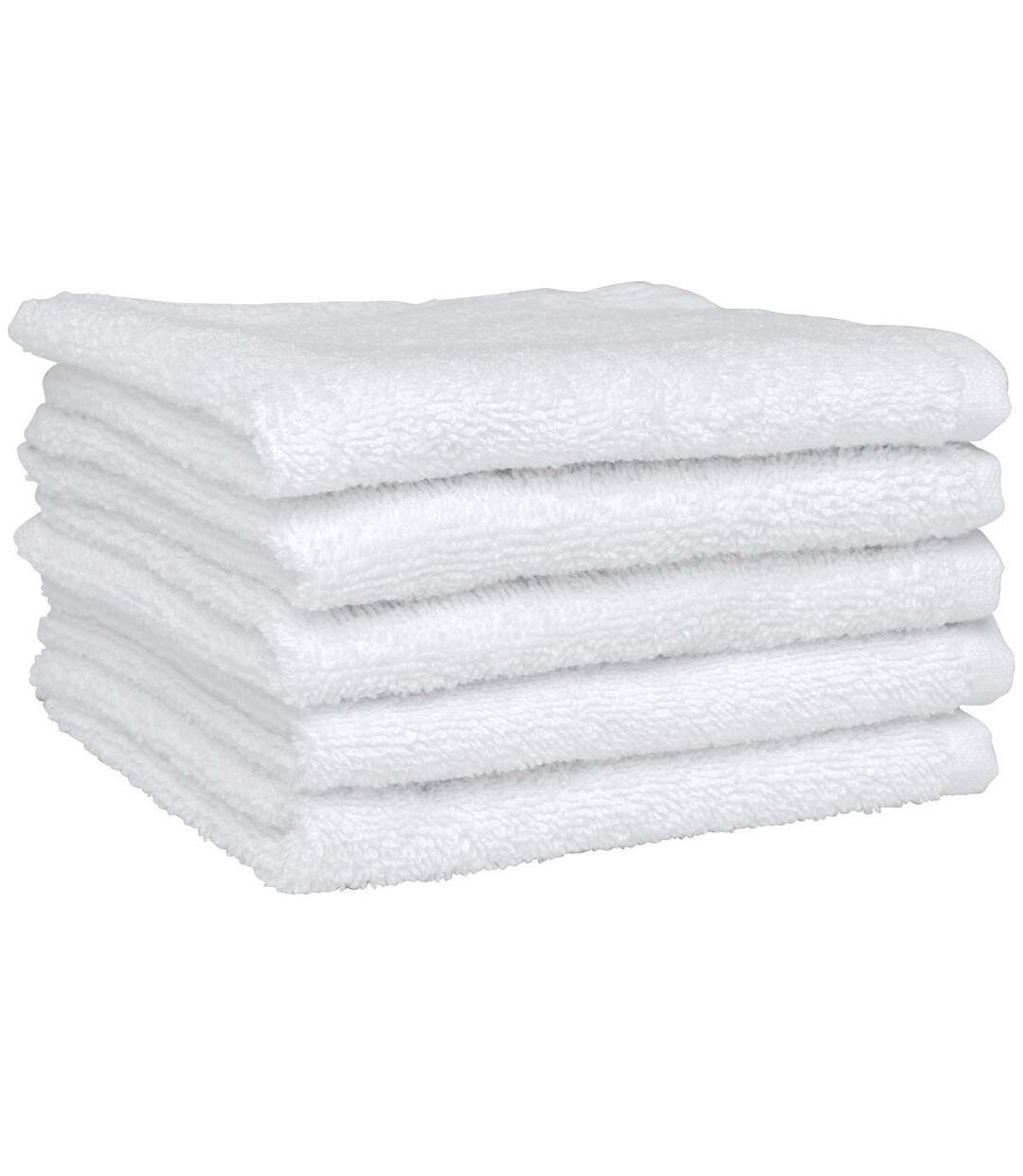 Lot de 5 serviette d'invité en éponge - K104 - blanc-1