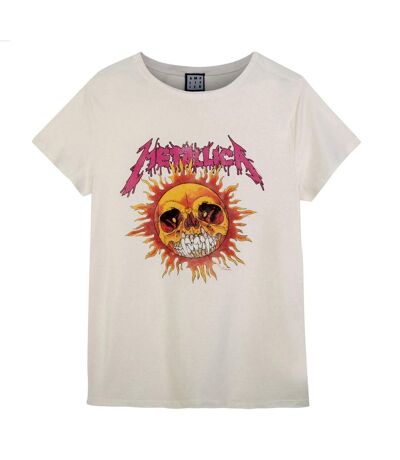 Amplified Womens/Ladies Neon Sun Metallica T-Shirt (Vintage White)