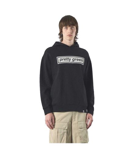 Mens Box Logo Regular Drawstring Hoodie Black Pretty Green