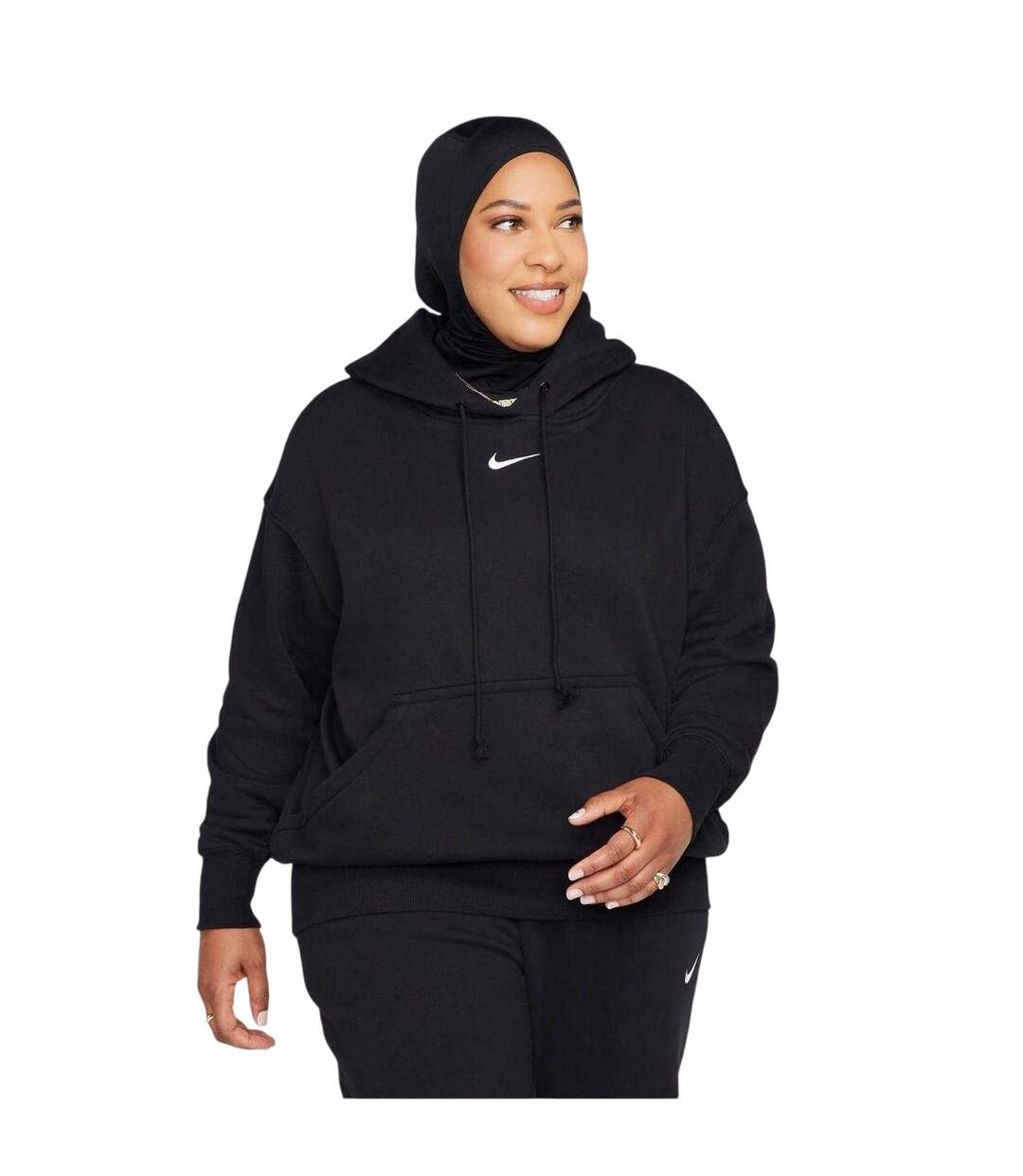 Sweat À Capuche Motif/style Phénix Femme Noir Blanc Nike-1