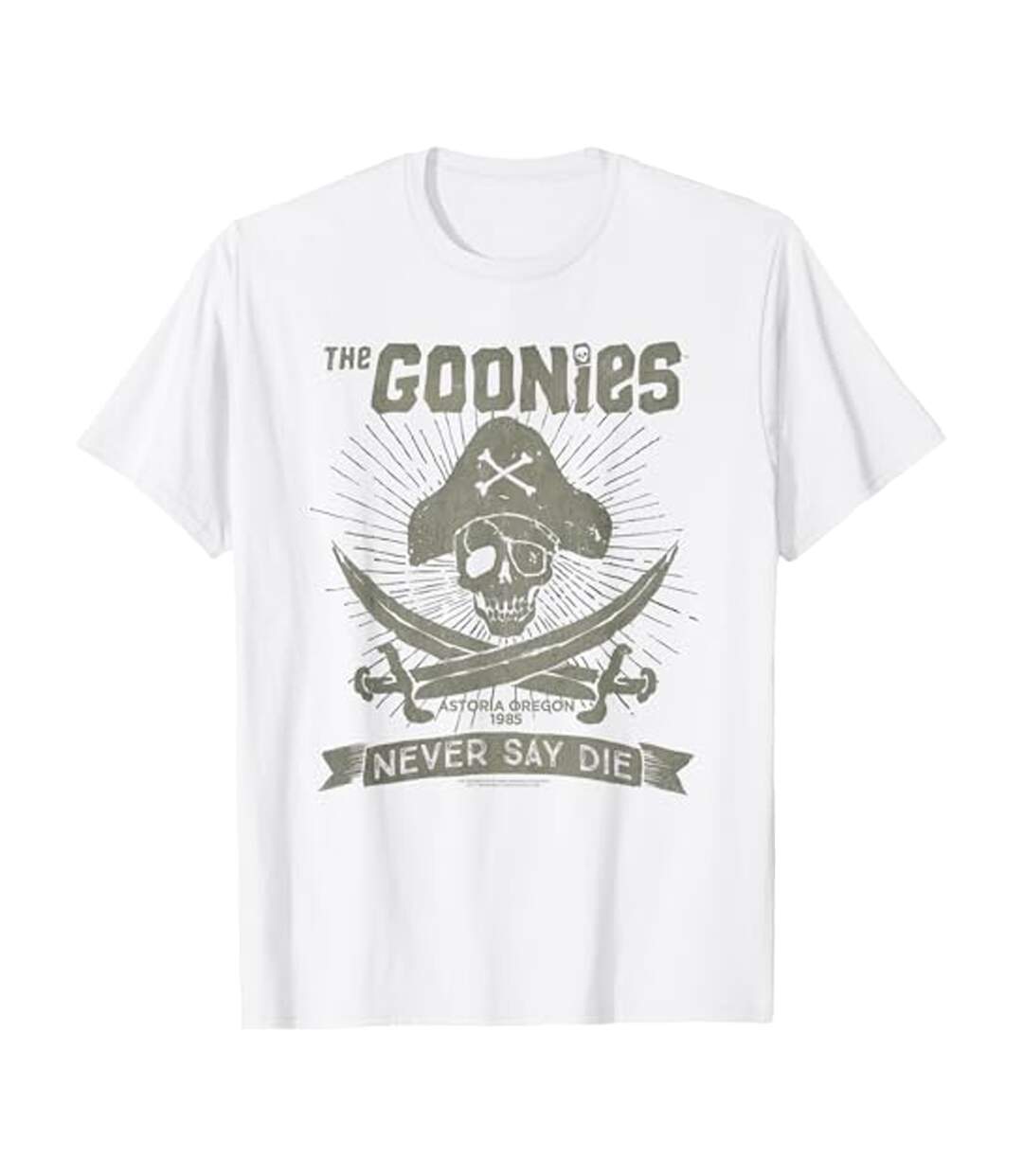 Unisex Adult Never Say Die T-shirt White The Goonies-1