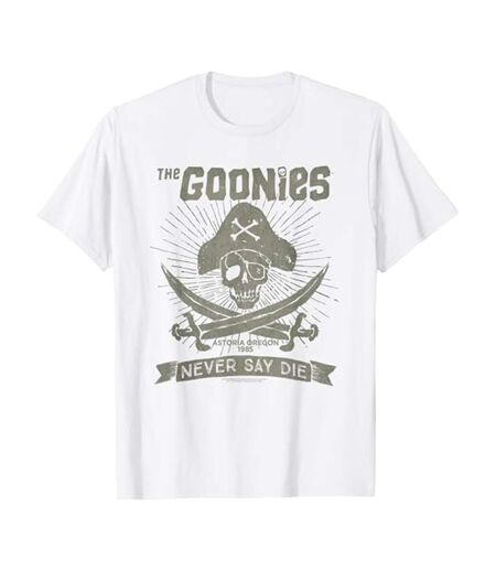 Unisex Adult Never Say Die T-shirt White The Goonies