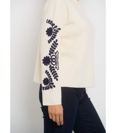 Pull manches avec broderies fantaisie
