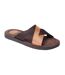 Mens webb leather sliders burnt tan Base London-1