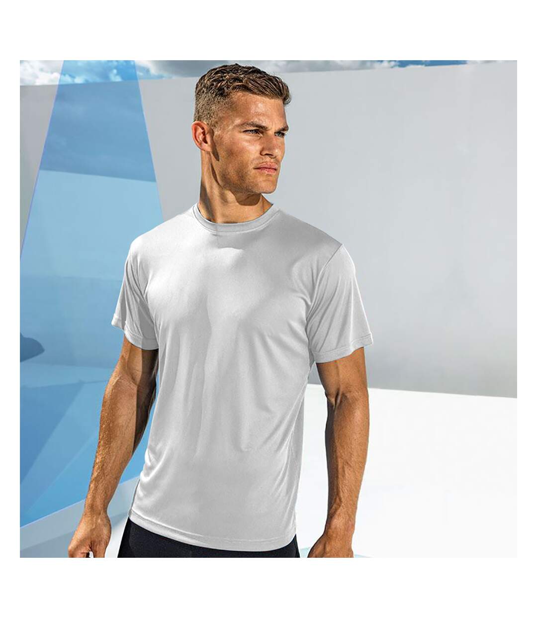 T-shirt de fitness à manches courtes homme blanc Tri Dri-2