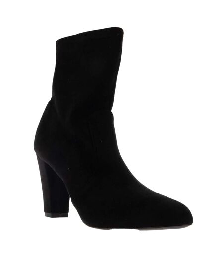 Womens/ladies oty suede heeled ankle boots black Dune London