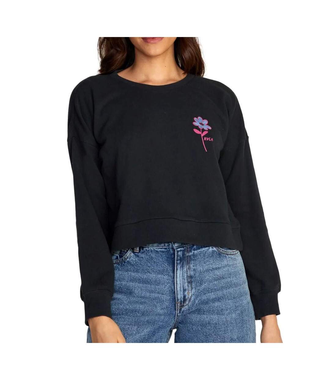 Sweat Noir Femme RVCA Happy Daisy Fleece - M