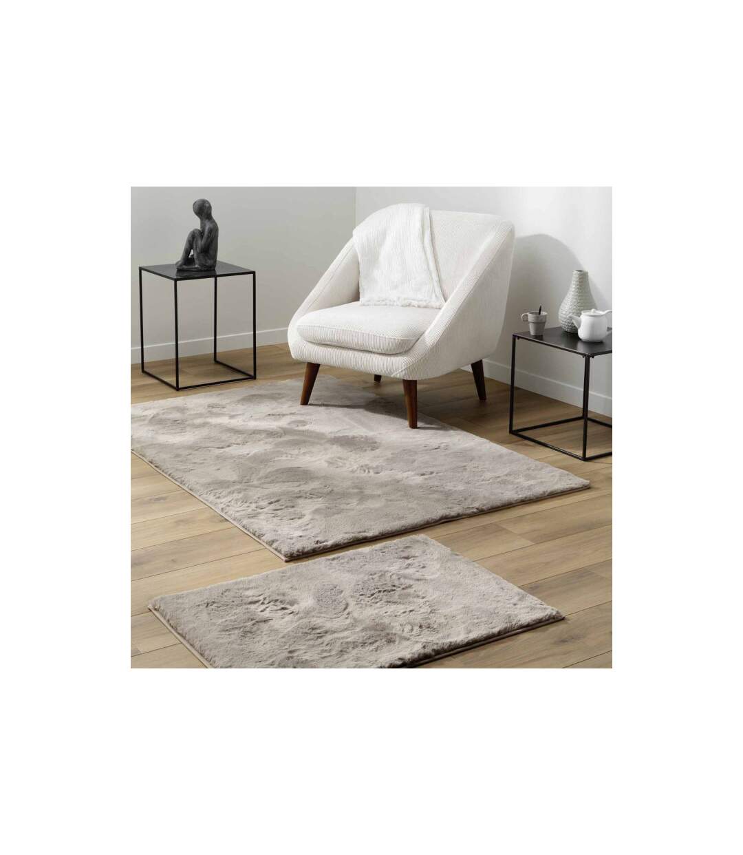 Tapis Imitation Fourrure Feline 60x90cm Taupe-5