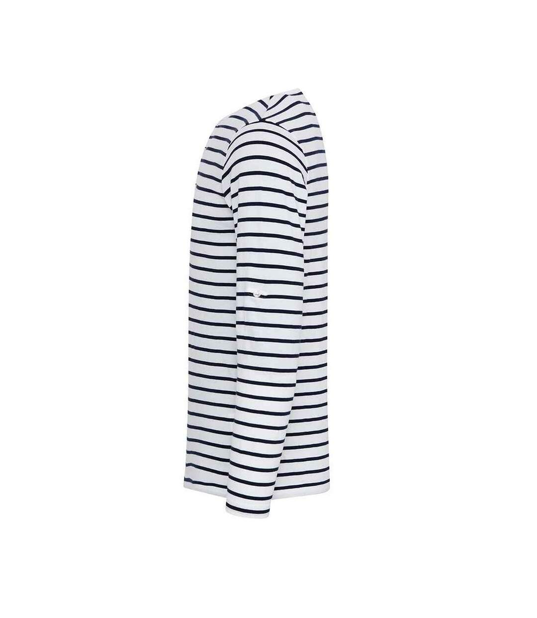 T-shirt long john homme blanc / bleu marine Premier-3