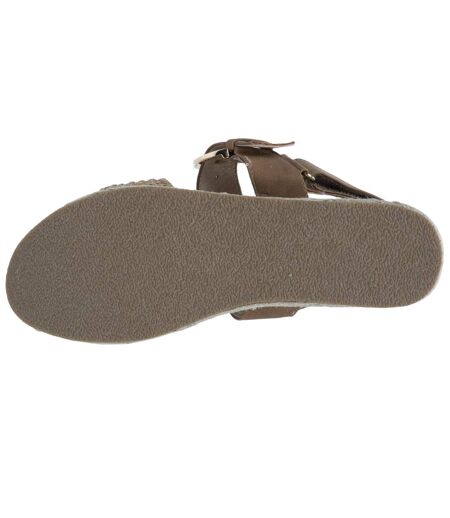 Isotoner Sandales femme semelle à mémoire de forme, talon de 3,5cm, design corde et léopard