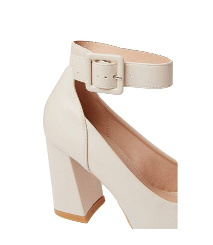 Womens/ladies celine high block heel court shoes beige Faith