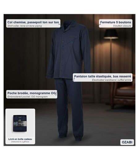 OLIVER GRANT PARIS Pyjama Long Homme Entièrement Boutonné 100% Coton