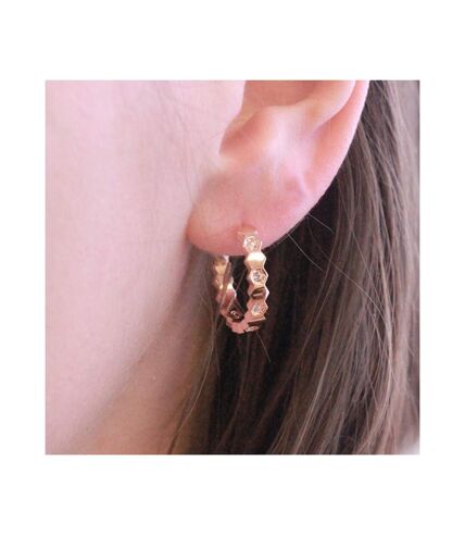 Boucles d'oreilles Curved - Or Rosé et Cristal