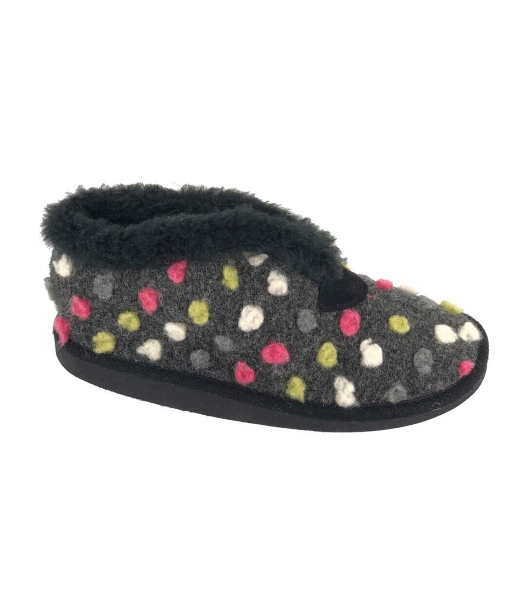 Tilly chaussons légers à pois femme noir / gris Sleepers-1