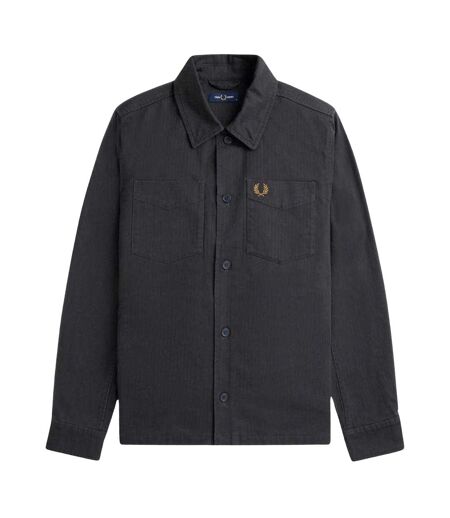 Mens Anchor Herringbone Overshirt Grey Fred Perry