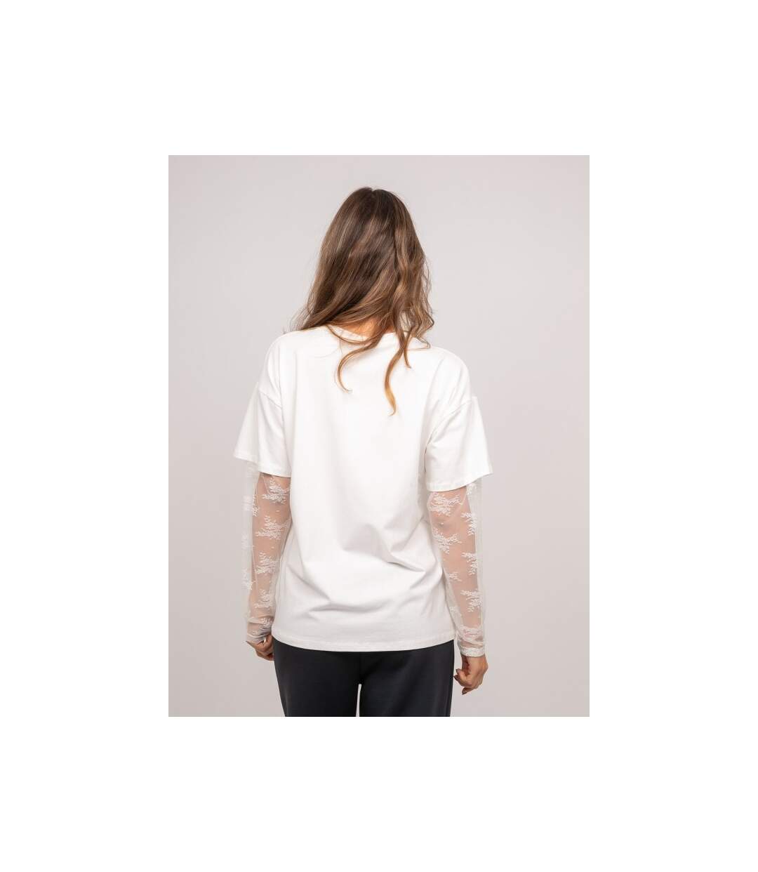 T-shirt oversize manches dentelle FALEA - Dona X Lisa-2