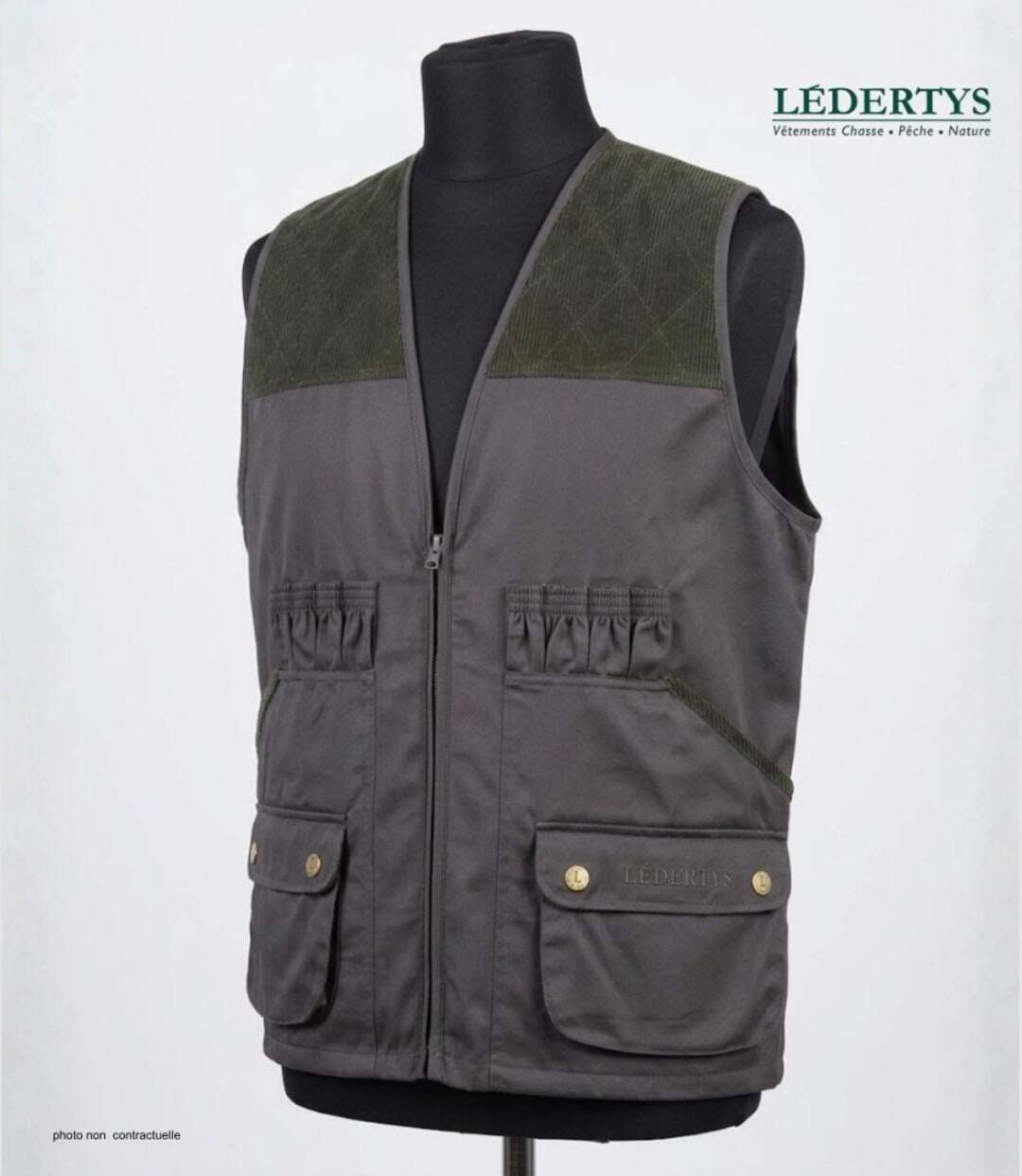 Gilet de Chasse LEDERTYS Classic LY0200 – Déperlant, Carnier PVC et Liberté de Mouvement-3