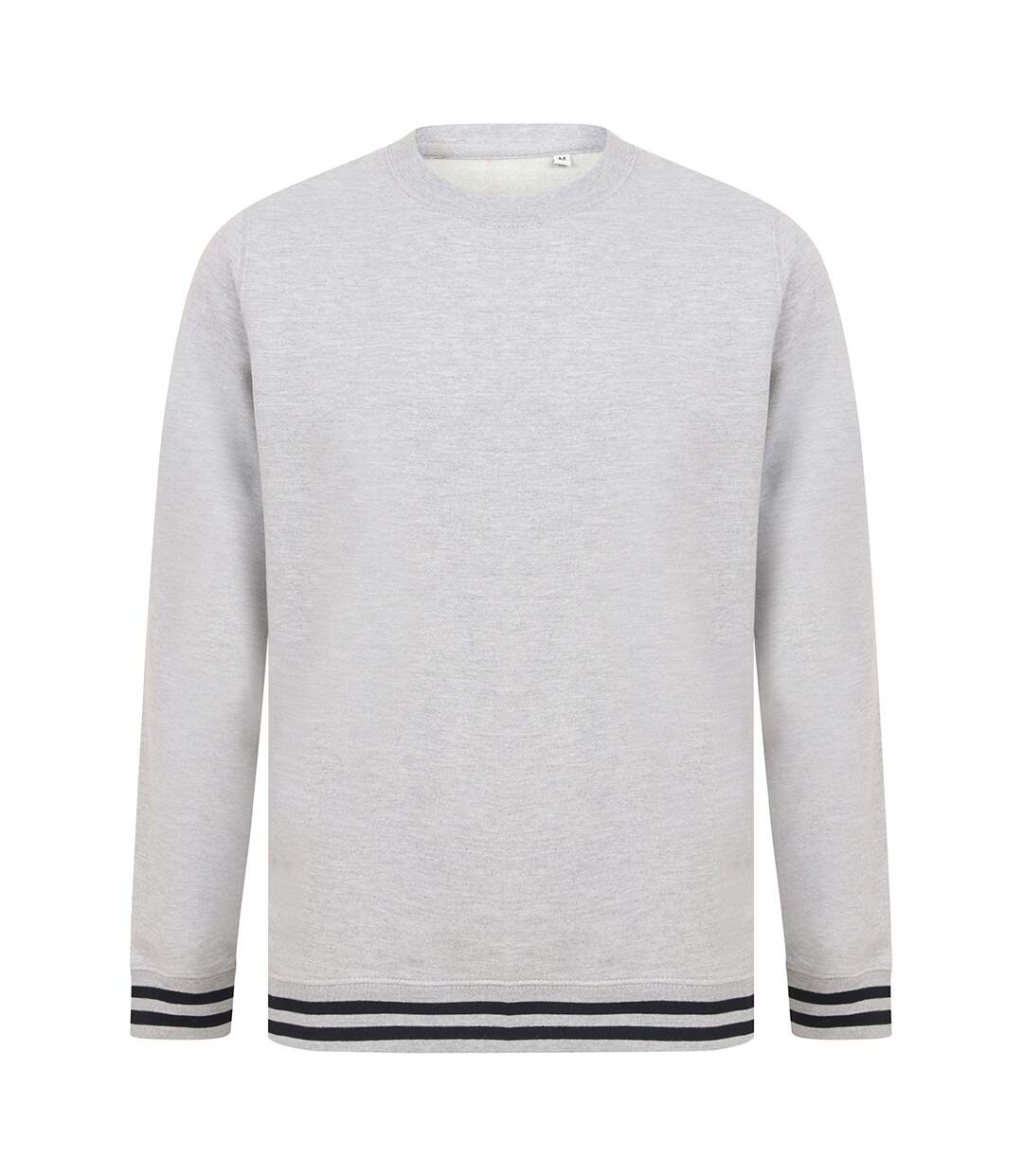 Front Row Unisex Adults Striped Cuff Sweatshirt (Heather Gray/Navy) - UTPC3975