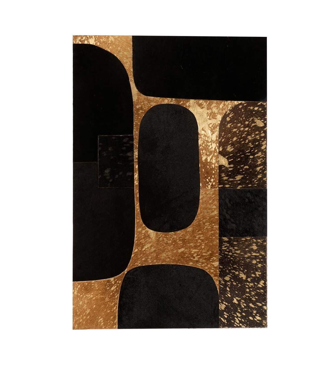 Tableau Déco en Cuir Opalo II 60x90cm Noir & Or-1